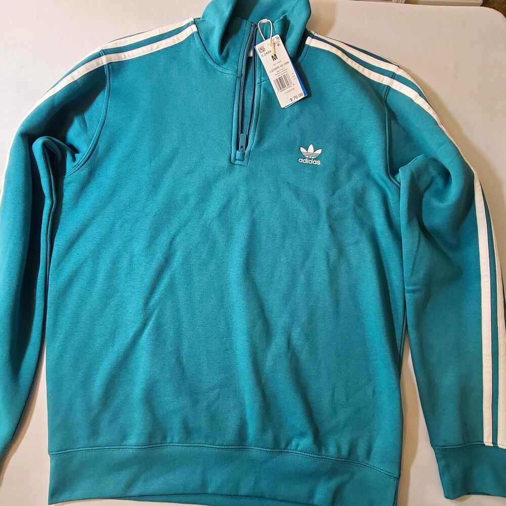 Mens Adidas 3- Stripe HZ CRW 1/4 Zip Jacket Size Medium NWT